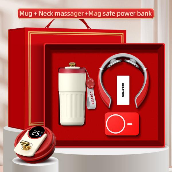 Кружка-массажер с логотипом 3-в-1 в подарочной упаковке Power Bank